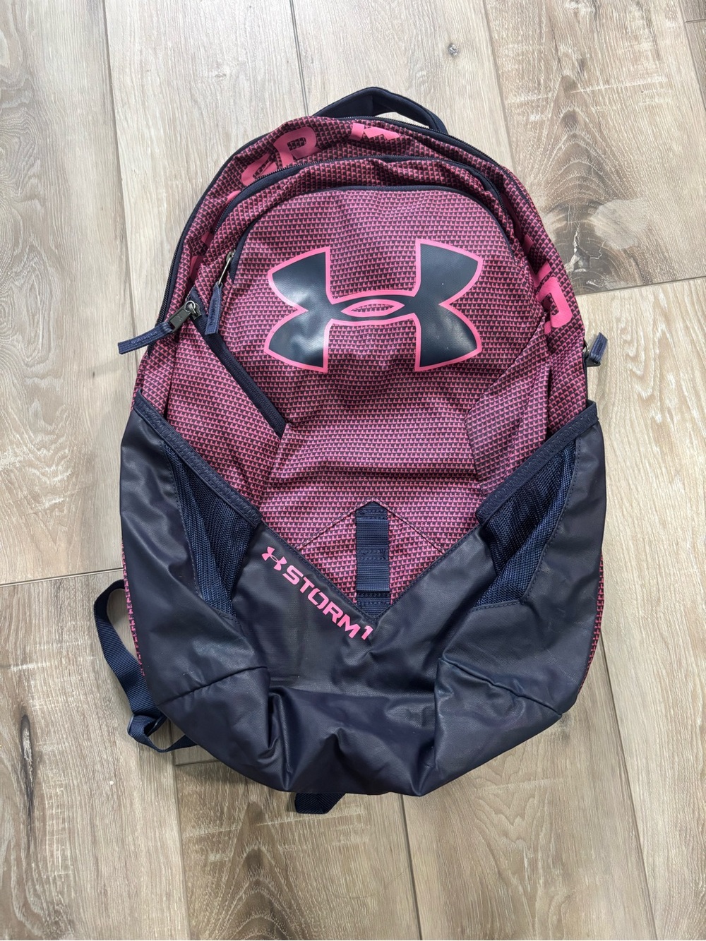 Under Armour Pink and Navy Storm1 Backpack